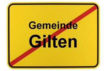 Illustration eines Ortsschildes der Gemeinde Gilten in Niedersachsen