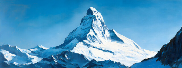 The majestic snow-capped peak of the Matterhorn in Switzerland
