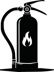 fire extinguisher vector, fire killer, fire reel hose on isolated background. Fire extinguisher icon in flat icon design