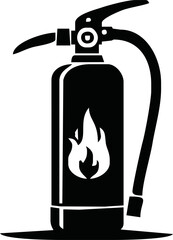 fire extinguisher vector, fire killer, fire reel hose on isolated background. Fire extinguisher icon in flat icon design
