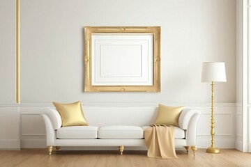 Fototapeta premium Blank frame in wall mockup