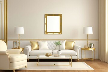 Blank frame in wall mockup