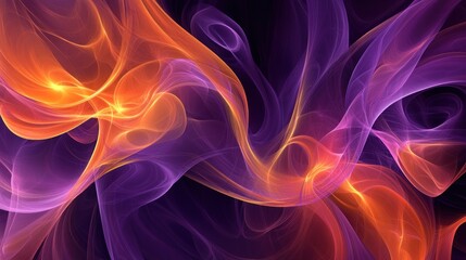 Abstract swirling orange and purple fractal artwork