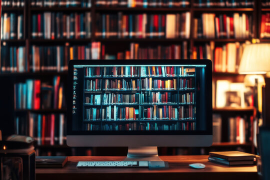 Digital library portal displayed on a desktop screen, showcasing interactive features and easy navigation, redefining access to knowledge