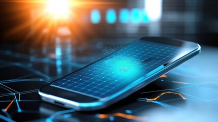 Smartphone technology revolution modern office digital device high-tech environment close-up view innovation concept