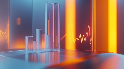Frosted Glass Financial Graph
