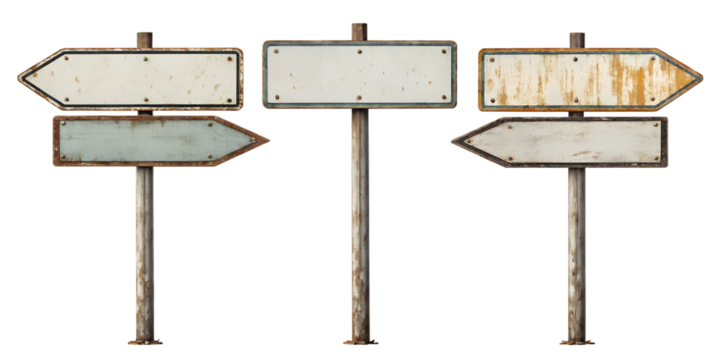 three old blank road signs on a white background.png