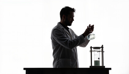 Obraz premium Scientist analyzing liquid with beaker in laboratory, scientific exploration