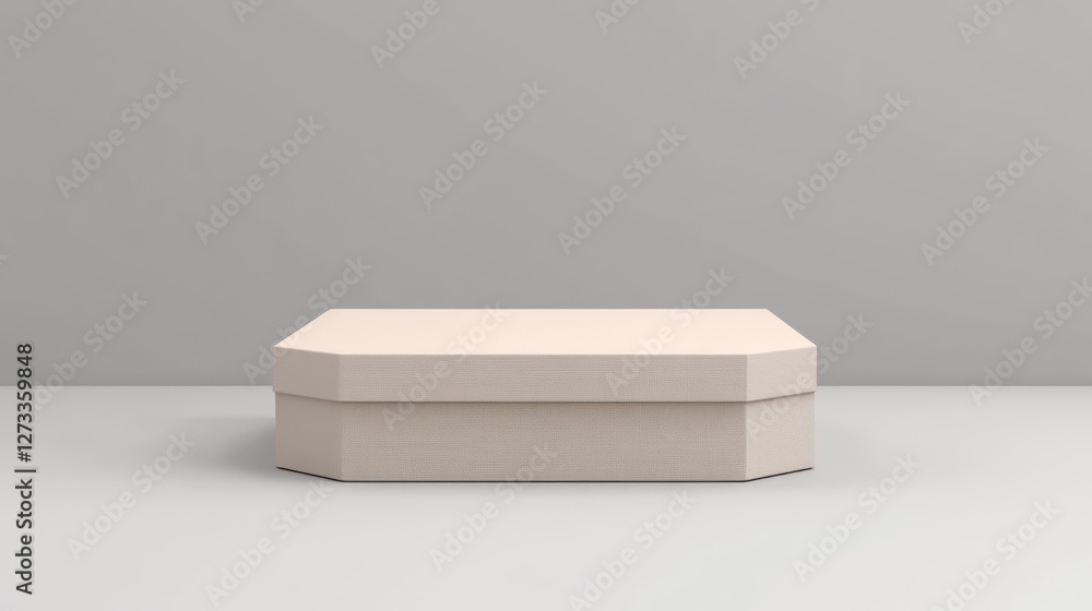 Poster elegant beige octagonal box on neutral background: minimalist product display