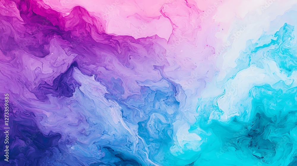 Poster a vibrant swirl of colors blending from pink to purple to blue, creating an abstract and dynamic vis