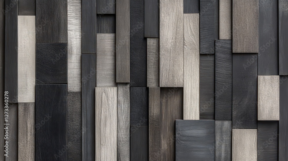 Poster a wooden panel design with alternating dark and light planks for a contrasting effect.