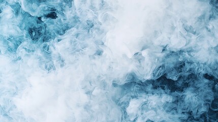 A swirling mix of white and blue smoke creates a mystical, ethereal atmosphere, evoking feelings of calm and intrigue.