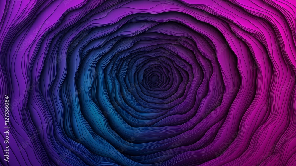 Poster a mesmerizing spiral pattern with vibrant hues of purple and blue, creating a sense of depth and mov