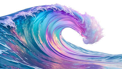 blue pink wave arising isolated on transparent background