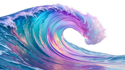blue pink wave arising isolated on transparent background