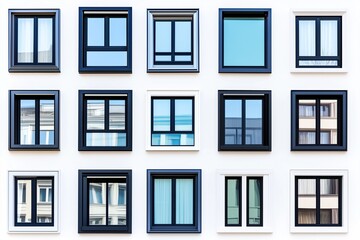Modern Building Window Set: 16 Varied Designs
