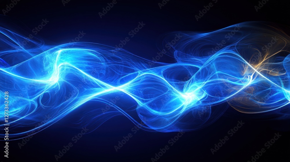 Poster abstract blue energy waves flowing dynamically
