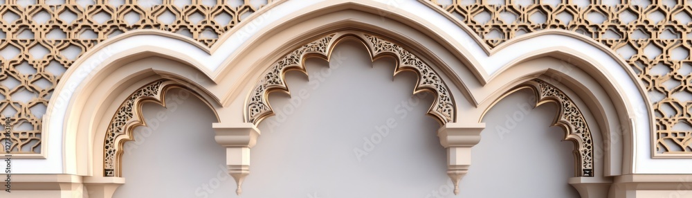 Poster Detailed architectural arches display intricate arabesque design and patterns