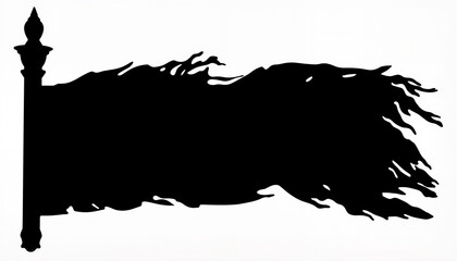 Medieval banner silhouette flowing in the wind, historical symbolism
