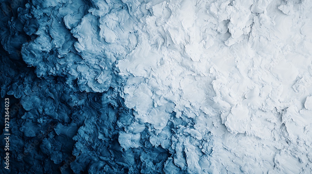 Poster a textured gradient of deep blue transitioning to bright white, resembling clouds or abstract waves.