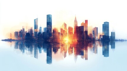 Obraz premium Modern Cityscape with Abstract Business Design, Generative AI