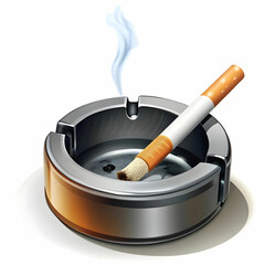 cigarette and ashtray on white background