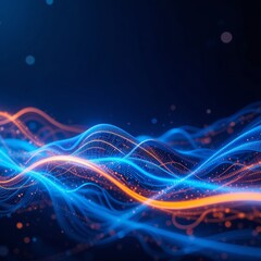 Fototapeta premium digital abstract background featuring waves, dots, and futuristic energy, conveying drive and emotion, ideal for business, music, or creative projects with a dynamic and modern vibe
