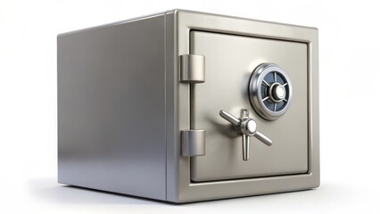 Steel Safe Box on White Background