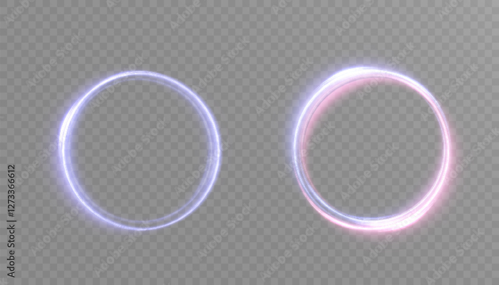 Aufkleber glowing neon round frame. collection of round glowing neon lights on transparent background with spa