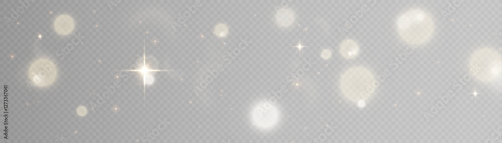 Poster glowing bokeh and glitter cloud effect with bright dust particles isolated on transparent background