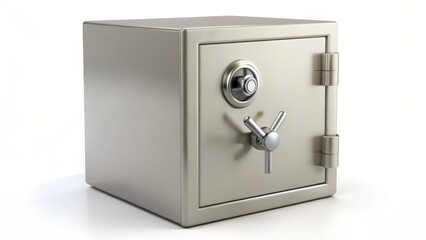 Steel Safe Box on White Background