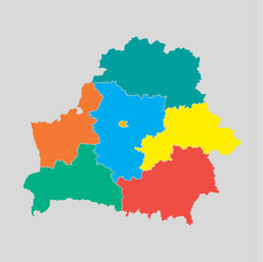 Vector map country Belarus divided on regions