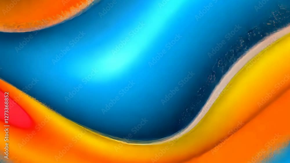 Poster a colorful painting of a face with a yellow circle in the middle. the circle is surrounded by a blue