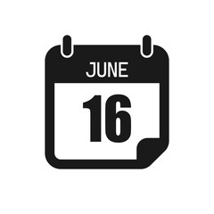Vector icon page day calendar - 16 June month