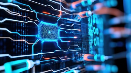 Fototapeta premium Exploring advanced technology insights into circuitry design virtual labs digital environment close-up future of innovation