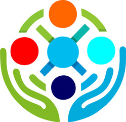 Abstract Human Icon Representing Unity and Community Collaboration