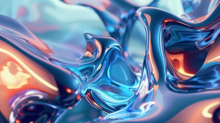Fototapeta premium Abstract trendy holographic background. hologram gradient background with metalic waves.