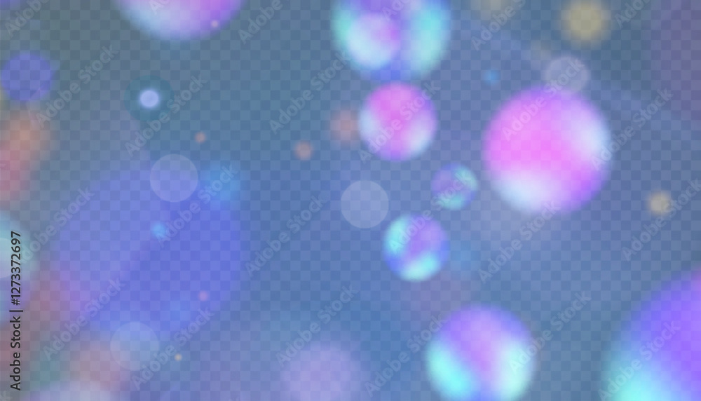 Poster glowing bokeh effect and shimmering highlights with bright particles, vibrant light effect isolated 