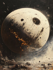 hyper realisitic astroanut , in space, incricate details, no flag, smooth and blended details, gallery fine art