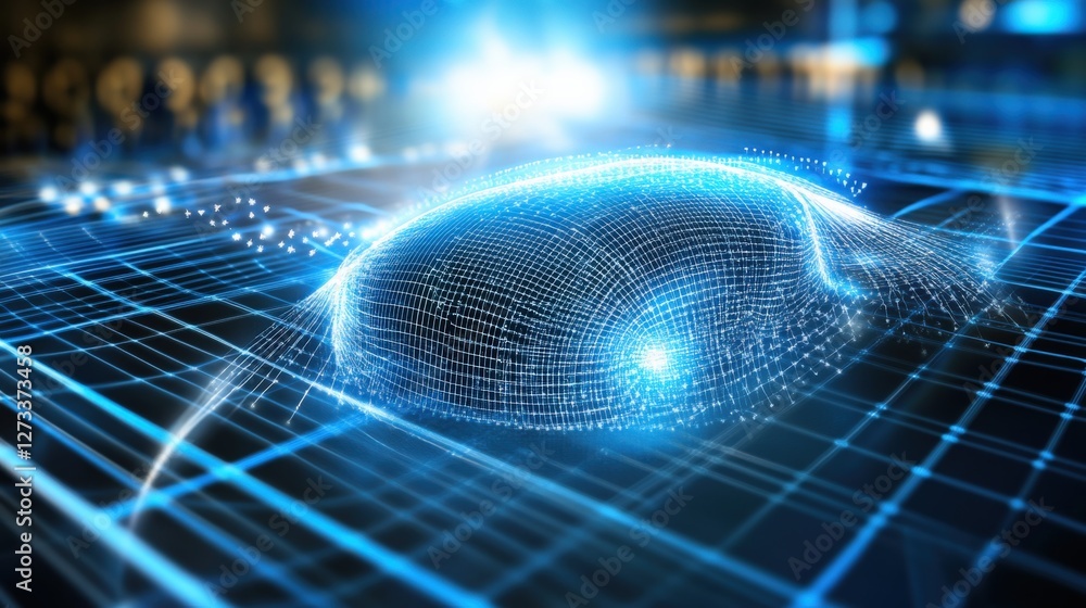 Poster dynamic digital landscape virtual reality technology background futuristic environment abstract view