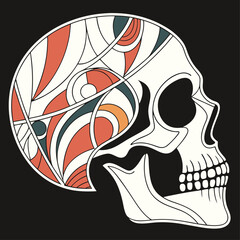 Unleash the Mystic Skulls: Explore Edgy and Unique Skull Illustrations for Bold, Abstract, and Expressionist with T-Shirt Designs.