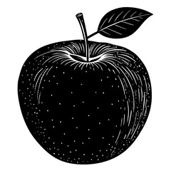 apple black silhouette vector, Simple silhouette Design vector icon with white background. Fruit silhouette vector