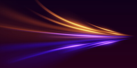 Glowing vortex of a curve, light trail of a line. Neon swirl and speed effect.