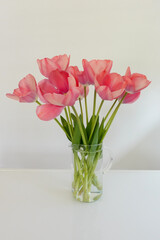 Pink Tulips in a Glass Vase