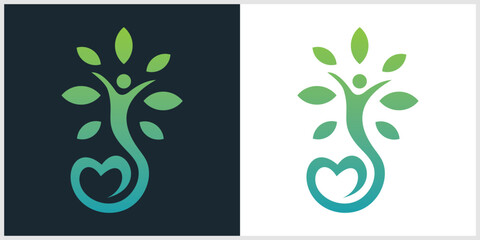This logo integrates a simple human figure to convey vitality, health and happiness.