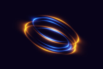 Glowing spiral neon light. Particles of sparks of a circle, and dyno speed.