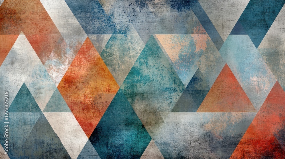 Poster Abstract Geometric Triangle Pattern Design in Earthy Tones