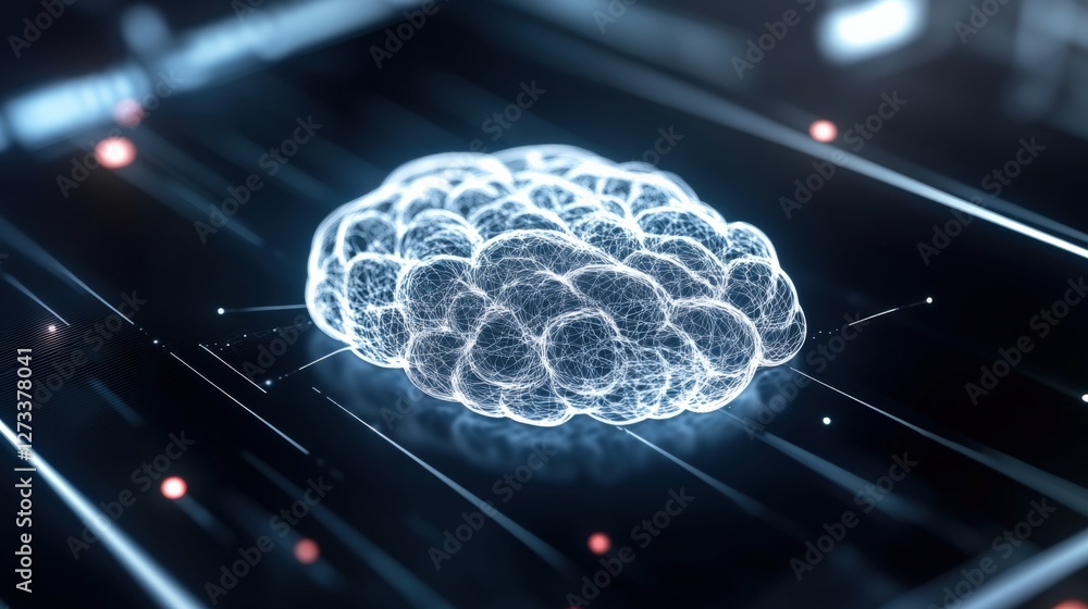 Poster innovative brain simulation technology digital space 3d visualization futuristic environment close-u