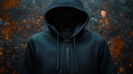 Dark Hooded Sweatshirt Against A Textured Background