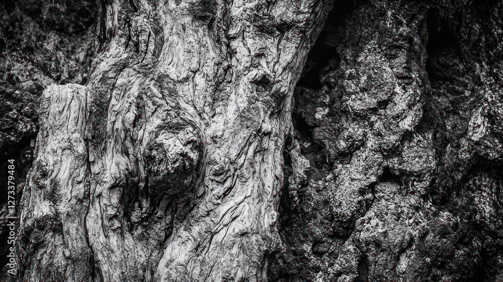 Poster ancient tree trunk texture detailed close up